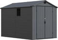 Geräumiges Kunststoff-Gartenhaus mit Doppeltüren, abschließbar, wetterfest, ideal für Werkzeug, Fahrräder und Mülltonnen, Dunkelgrau, 1,8 x 3 m